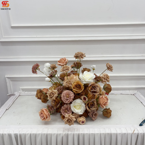 Arrangement floral artificiel de roses nude mélangées, lisses, diamètre 40 cm, centre de table pour mariage, banquet, fête, décoration d'événements - Product Image 4