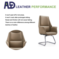 Chaise de bureau de direction Aston S-081C, moderne, luxueuse, ergonomique, dossier haut, cuir véritable, chrome, mousse, hauteur réglable, pivotante