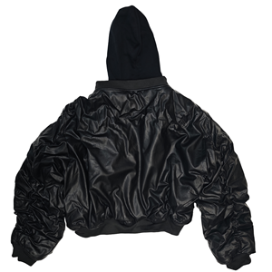 جاكيت طيار MA1 من الجلد بطبقة مزدوجة وقلنسوة مزيفة، سترة شتوية منفوخة من الجلد للرجال بالجملة - Product Image 4