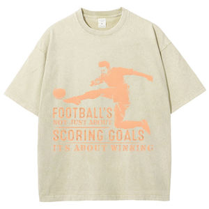 T-shirt Homme Grande Taille à Manches Courtes Imprimé Football, Coupe Oversize, Effet Délavé, Tissu Épais, Style Sport Décontracté, Collection Été 2026 - Nouvelle Vente Chaude - Product Image 3