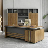 Bureau de direction moderne de luxe avec armoire de rangement, table de PDG en bois, mobilier de bureau à domicile, poste de travail