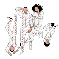 Vente directe d'usine quatre personnes Noël Spandex coton imprimé décontracté famille pyjamas ensembles pour enfants