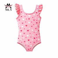 Maillot de bain une pièce pour bébés filles, imprimé personnalisé, en tissu élastique avec volants, sans manches, mignon, collection 2026