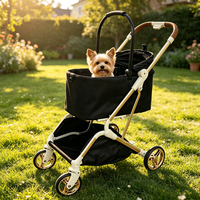 Poussette pour animaux de compagnie personnalisée, pliable, 4 roues, toutes saisons, imperméable, antidérapante, aspect luxueux, portable pour les voyages