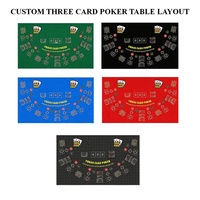 Maßgefertigtes Drei-Karten-Poker-Layout 240x140cm Wasserdichter Filz Andere Größen Verfügbar für Glücksspiel-Wettkartentische Großhandel OEM