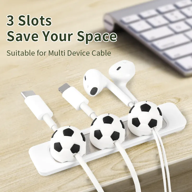 Promotional Items Sport Football Basketball Shape Cable Clips Management Silicone Wire Desk Magnetic Cable Organizer