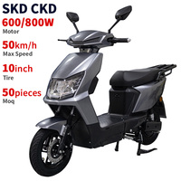 Moto électrique 10 pouces 2 places CKD SKD 600/800W, vitesse 50 km/h, scooter électrique, usine