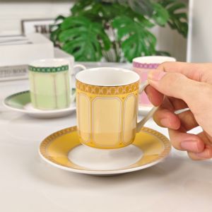 Juego de 6 Tazas y Platos de Porcelana Fina Italiana de Lujo, Minimalistas y Ecológicos, en Colores Mixtos, con Caja de Regalo - Product Image 6