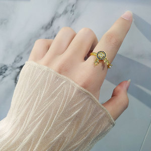 Micro Pave Zircon Rotating Deer Open <b>Rings</b> Copper Gold Plated Christmas Style Anxiety <b>Stress</b> Relief Jewelry For Women - Product Image 2