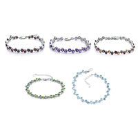 F0062B Respect Personnalisé Argent Sterling 925 Grenat Topaze Bleue Suisse Améthyste Citrine Chrome Diopside Pierre Naturelle Femmes Bracelets