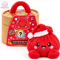 Jouet en peluche de Noël en forme de boulette avec boîte de cuisson vapeur de 15 cm, styles Père Noël, Bonhomme de neige, Bao, animaux en peluche anti-stress et moelleux