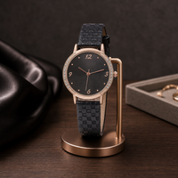 Montre analogique élégante pour femmes, boîtier en alliage, bracelet en cuir véritable, mouvement à quartz chinois, montre-bracelet de bureau pour femmes
