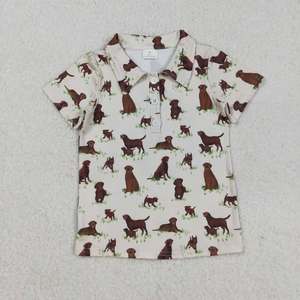 Wholesale Toddler Baby Short Sleeve <b>Button</b> Boys <b>Dogs</b> Hunting Polo Shirt Top Short Romper - Product Image 2