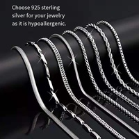 Chaînes tendance en argent sterling S925, types variés (blé, cubaine, rolo, serpent, câble), plusieurs tailles, pour la fabrication de colliers et bijoux DIY
