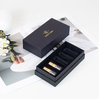 Boîtes en papier noir personnalisées, vides, pour échantillons de parfum, mini-boîtes cadeaux, emballage magnétique pour huile parfumée, flacon de parfum avec boîte