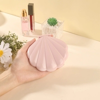 Miroir de maquillage Double face en forme de coquille en plastique exquis miroir cosmétique de voyage de poche pour les femmes cadeau