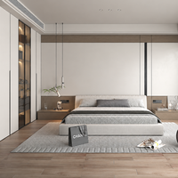 Ensemble de chambre à coucher moderne et minimaliste en bois : lit, armoire, table de chevet, unité de rangement – Pack mobilier de maison