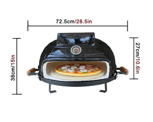Four à pizza d'extérieur, 21 pouces, motif brique noire, en céramique, four à bois de table avec <span class=keywords><strong>pierre</strong></span> à pizza pour jardin et camping - Product Image 2