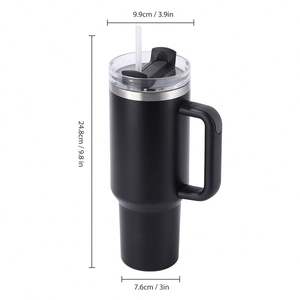 Vaso térmico de viaje de acero inoxidable de doble pared con logotipo personalizado, 30oz y 40oz, para exteriores, con asa y pajita, venta al por mayor - Product Image 2