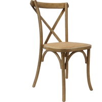 Chaise rustique empilable en bois de hêtre à dos croisé X, Table et chaises de Banquet pour événement de mariage