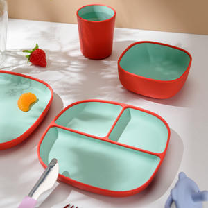 Wolfe Original Design Sans Bpa Vaisselle pour bébé <span class=keywords><strong>en</strong></span> silicone de qualité alimentaire Bol à ventouse Ensemble d'alimentation pour enfants <span class=keywords><strong>en</strong></span> silicone pour bébé - Product Image 1