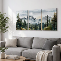 Lot de 3 tableaux encadrés sur toile, style Art Déco, impression numérique de paysages, art mural en fer et bois de pin pour salon et chambre à coucher