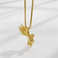 Collier avec pendentif en forme d'aile d'ange en acier inoxydable pour homme, pour un anniversaire, avec chaîne à maillons