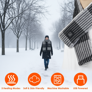 D0100XTDVVW Electric Heated Scarf Grey Winter Thermal Neck Wrap <b>USB</b> <b>Powered</b> 3 Heating Modes Soft Warm for Men Women - Product Image 2