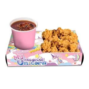 HUANCAI kotak kertas teater film Unicorn nampan makanan ringan permen Popcorn pemegang minuman untuk anak-anak perlengkapan pesta