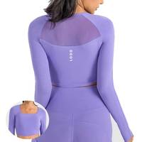 Snel drogende T-shirts groothandel hardloopkleding op maat gemaakte workout shirts gym fitness tops lange mouw yoga T-shirt sport crop top