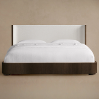 Muebles de Dormitorio Clásicos de Alta Calidad, Estructura de Cama Tapizada en Madera Sólida, Cama Queen/King Size con Tapicería de Tela