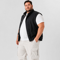 Rompi Kasual Pria Kerah Tegak Resleting Penuh Saku Luar Ruangan Ukuran Besar Santai  Big Tall Plus Size 6XL 7XL Kanvas Dicuci
