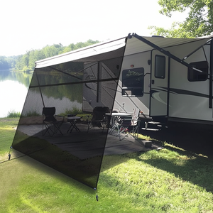 Rete Parasole Portatile e Mobile per Camper, Tenda Parasole Nera per Caravan, Tessuto a Rete per RV - Product Image 1