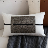 2025 moderne luxe PU cuir Patchwork lombaire housse de coussin maison canapé décor taie d'oreiller