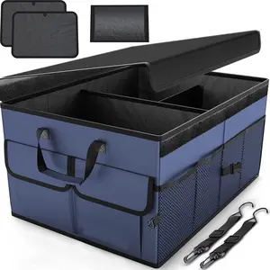 Original BSCI Factory Wholesale Durable Polyester Collapsible Multi Compartment Car Trunk Organizer With Straps And Cover