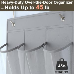 Over The Door <b>Shoe</b> Organizer 24 Pockets Gray Metal <b>Hooks</b> Multifunctional Storage Rack For <b>Shoes</b> Closet Door Wall Mount - Product Image 6