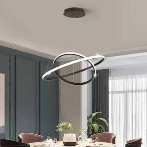Lampadario a LED Moderno Nordico a 3 Anelli in Acrilico Dorato, Luce Bianca Calda, Lampada a Sospensione Circolare per Arredamento Casa, Hotel, Soggiorno - Product Image 6