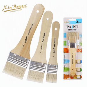 Xin Bowen Lot de 3 grands pinceaux en poils de porc naturels pour gesso, acrylique, huile, toile, apprêt, <span class=keywords><strong>vernis</strong></span>, colle et teinture - Product Image 4