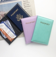 Mode changement de couleur PU cuir passeport carte d'identité étui multi-carte fonction or estampage forme carrée Protection de voyage