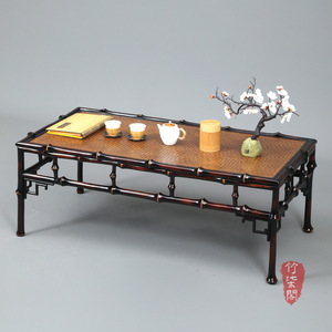 <b>Bamboo</b> Tatami Tea <b>Table</b> Rattan Top Lacquered Asian Style Coffee <b>Table</b> Low <b>Table</b> For Living Room Or Balcony - Product Image 1