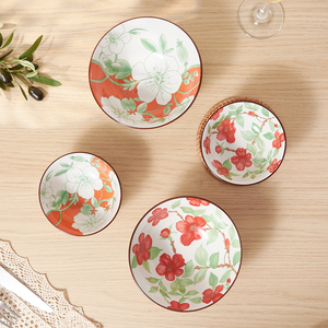 Estilo moderno Cerâmica Flower <span class=keywords><strong>Bowl</strong></span> Gift Set Grande Pequeno Talheres Clássico Pintado Ramen Mergulhando para Cozinha Sala de Jantar Partes - Product Image 2