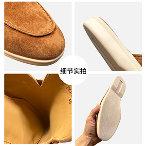 Mocassins en daim confortables et décontractés pour hommes, couleur unie marron, chaussures plates à enfiler, talon bas, pour jeunes - Product Image 5
