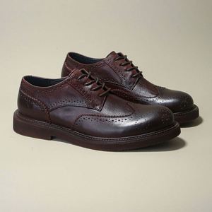รองเท้าหนังผู้ชายระดับไฮเอนด์ สไตล์ลำลองทางการ  แบบ Brogue  ผูกเชือก  เพิ่มความสูง  กันน้ำ  หนังวัวแท้  สำหรับเดิน - Product Image 2
