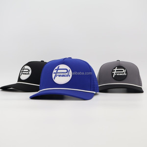 OEM PVC Patch Logo 5 Panel <b>Waterproof</b> Polyester Baseball Cap Hydro Breathable Rope Golf <b>Hats</b> with Rubber/PVC Logo Gorras - Product Image 4