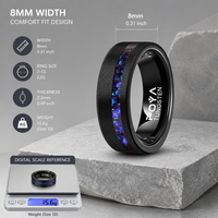 Bague en carbure de tungstène noir sablée avec incrustation galaxie en pierre de grès décalée, 8 mm, pour couples, alliance de mariage, bague de fiançailles ou de promesse, vente en gros