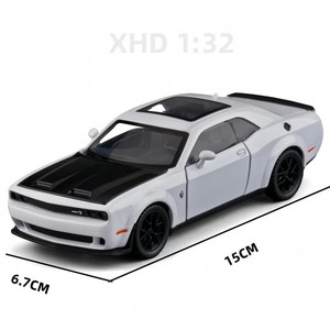 รถโมเดลไดแคสต์ ล้อแม็กซ์ 1:32 Dodge Hellcat SRT พร้อมเสียงและไฟ เปิดประตูได้ ของขวัญสะสม ของเล่นเด็กผู้ชาย - Product Image 1