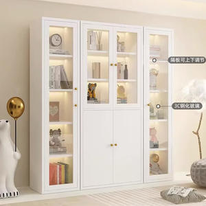 Estantería <span class=keywords><strong>de</strong></span> acero con puerta <span class=keywords><strong>de</strong></span> cristal, estantería a prueba <span class=keywords><strong>de</strong></span> polvo, armario <span class=keywords><strong>de</strong></span> <span class=keywords><strong>hierro</strong></span> <span class=keywords><strong>forjado</strong></span> moderno simple, armario <span class=keywords><strong>de</strong></span> almacenamiento para sala <span class=keywords><strong>de</strong></span> estar, vitrina para el hogar - Product Image 5