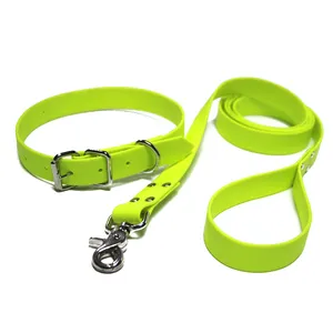 Adjustable Luxury Custom Waterproof Strong Coated Nylon Webbing PVC Dog Collar And Leash For Small Or Large Dogs