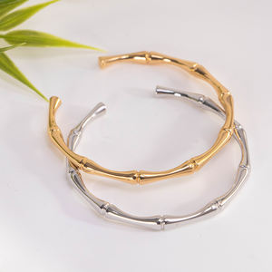 Pulsera de Verano Unisex Delicada y Exquisita, Nueva, Semiabierta, de Bambú, Versátil, Moderna, Estilo Bohemio Dorado, Regalo - Product Image 1