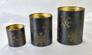 เชิงเทียนโลหะเคลือบผงสำเร็จรูปรูปทรงกลมสีดำเคลือบทองด้านใน - Product Image 2